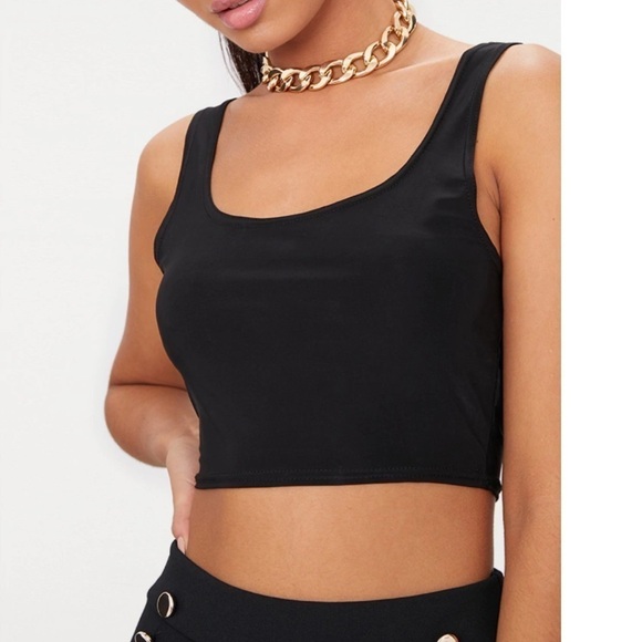 NWT PRETTY LITTLE THING jersey square neck crop 10 - Picture 1 of 10